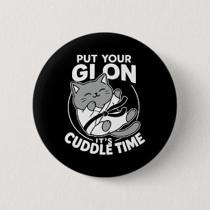 Brazilian Jiu Jitsu Fighting Cat Put Gi On Cuddle 6 Cm Round Badge