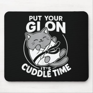 Brazilian Jiu Jitsu Fighting Cat Put Gi On Cuddle Mouse Mat