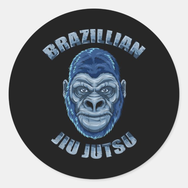 Brazilian Jiu Jitsu Gorilla Classic Round Sticker (Front)