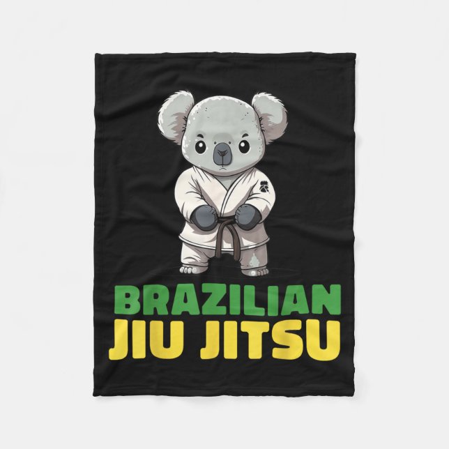 Brazilian Jiu Jitsu Grappling Koala Fleece Blanket (Front)