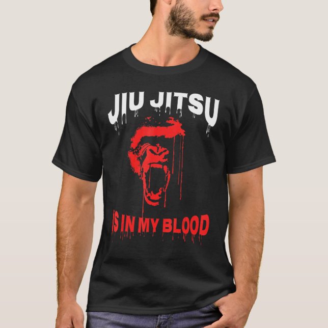 Brazilian Jiu Jitsu Is In My Blood Bjj Gorilla Gra T-Shirt (Front)