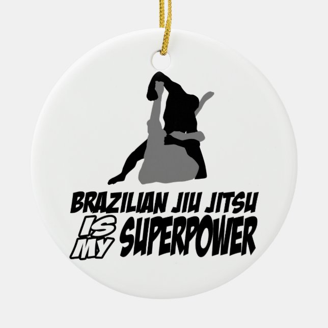 Brazilian jiu jitsu is my superpower ceramic tree decoration (Front)