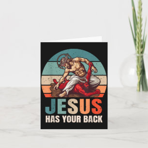 Brazilian Jiu Jitsu Jesus Has Your Back Retro Card