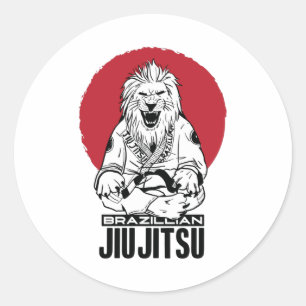 Brazilian Jiu Jitsu Lion Red Sunset Classic Round Sticker