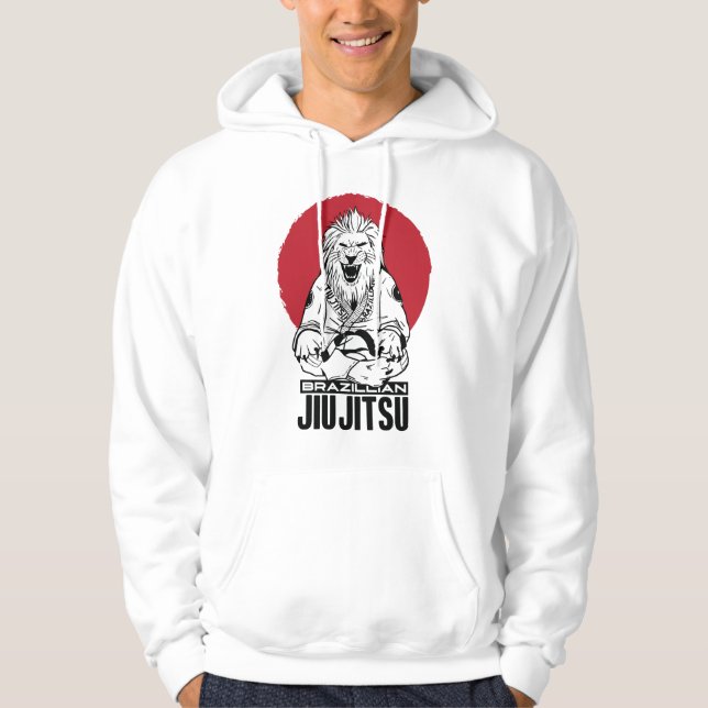 Brazilian Jiu Jitsu Lion Red Sunset Hoodie (Front)