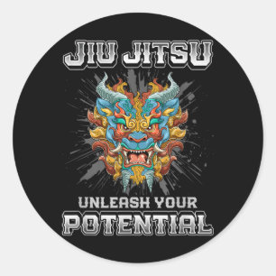 Brazilian Jiu Jitsu MMA and Grappling BJJ Foo Dog Classic Round Sticker