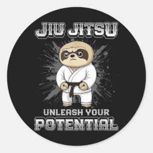 Brazilian Jiu Jitsu MMA and Grappling BJJ Sloth Classic Round Sticker