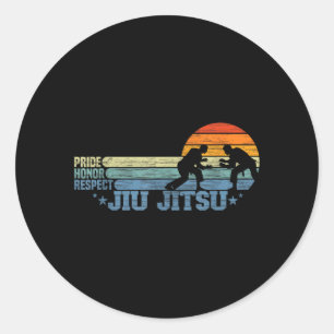 Brazilian Jiu Jitsu Respect Honour Pride MMA Classic Round Sticker