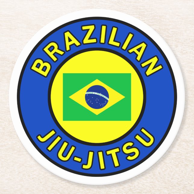 Brazilian Jiu Jitsu Round Paper Coaster (Front)
