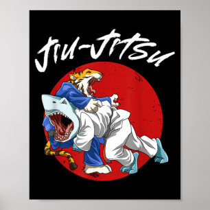 Brazilian Jiu Jitsu Shark and Tiger BJJ Grappling Poster