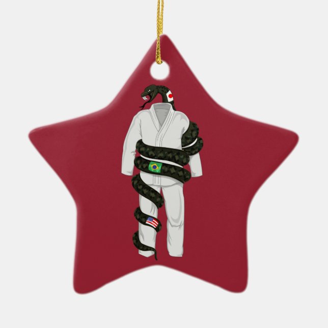 Brazilian Jiu Jitsu Snake Ceramic Tree Decoration (Front)