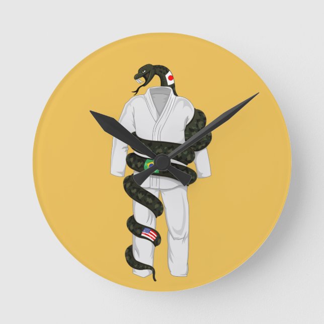 Brazilian Jiu Jitsu Snake Round Clock (Front)