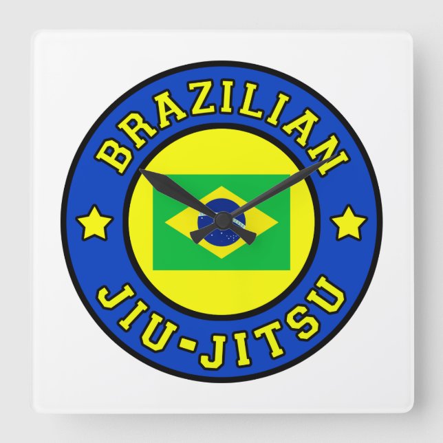 Brazilian Jiu Jitsu Square Wall Clock (Front)
