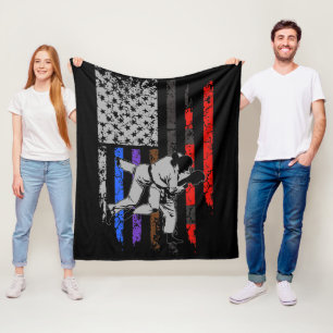 Brazilian Jiu Jitsu Stars & Stripes Rank BJJ Flag Fleece Blanket