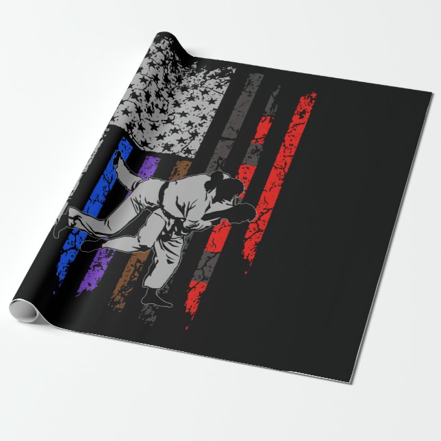 Brazilian Jiu Jitsu Stars & Stripes Rank BJJ Flag Wrapping Paper (Unrolled)