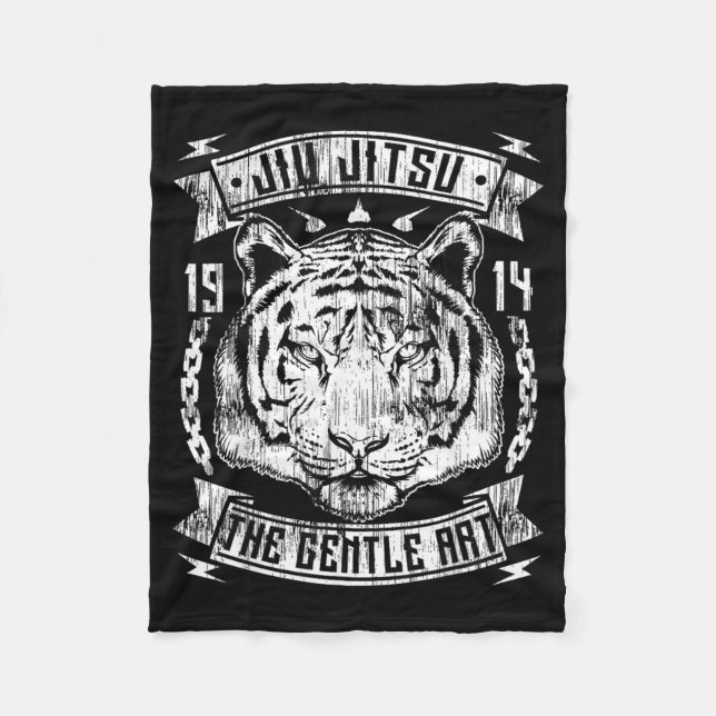 Brazilian Jiu Jitsu Tiger Fleece Blanket (Front)
