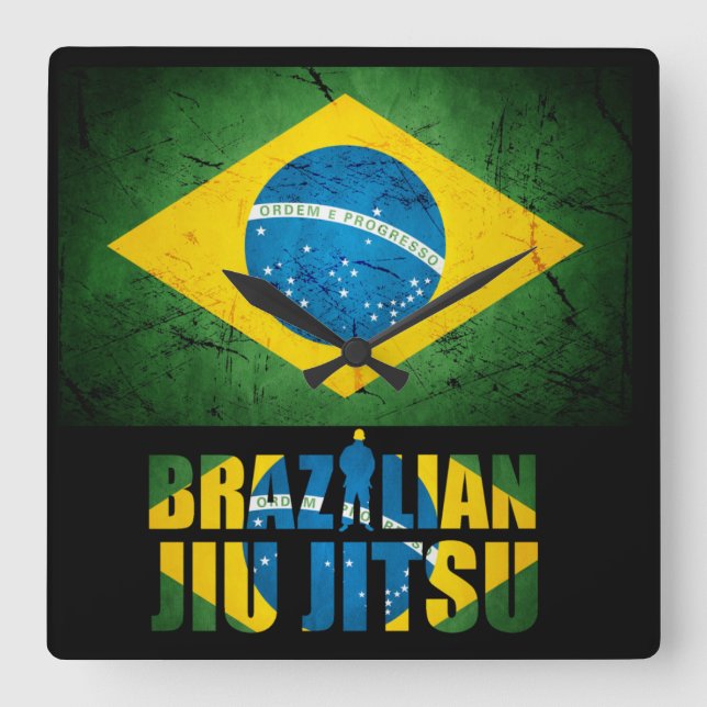 Brazilian Jiu Jitsu - Weathered Flag Wall Clock (Front)