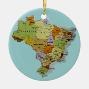 Brazilian Map Ceramic Tree Decoration