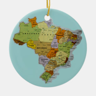 Brazilian Map Ceramic Tree Decoration