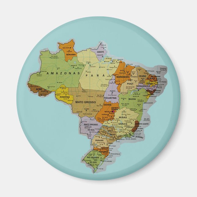 Brazilian Map Fridge Magnet (Front)
