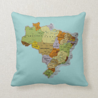 Brazilian Map Throw Pillow