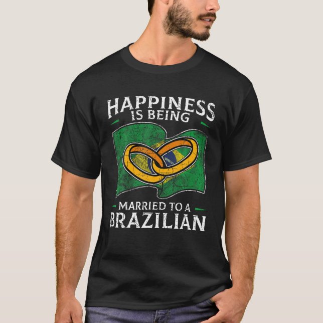 Brazilian Marriage Brazil Married Flag Wedded Cult T-Shirt (Front)