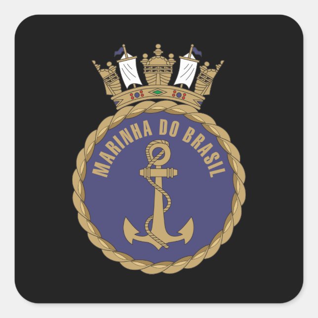 "Brazilian Navy" Square Sticker (Front)