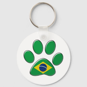 Brazilian patriotic cat key ring