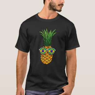 Brazilian Pineapple Brazil Flag Sunglasses Summer  T-Shirt