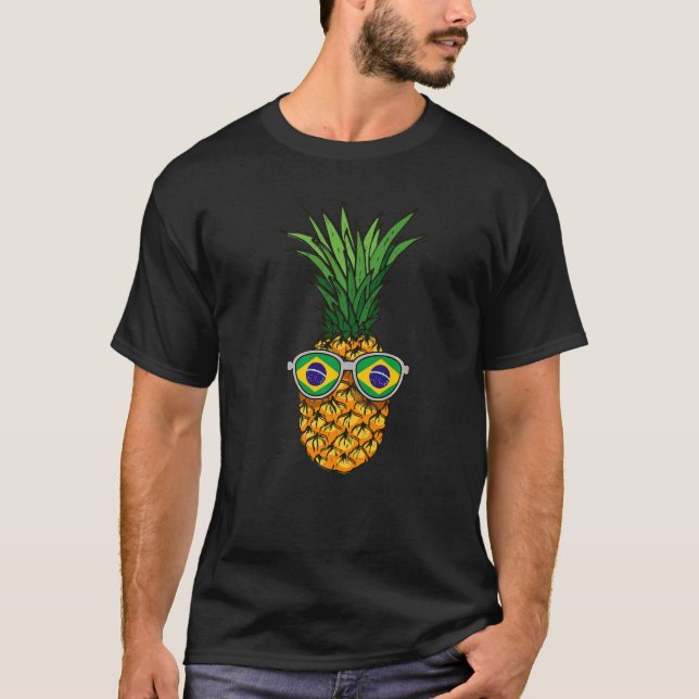 Brazilian Pineapple Brazil Flag Sunglasses Summer  T-Shirt (Front)