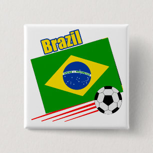 Brazilian Soccer Team 15 Cm Square Badge