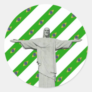 Brazilian stripes flag classic round sticker