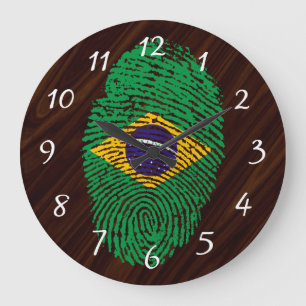 Brazilian touch fingerprint flag large clock