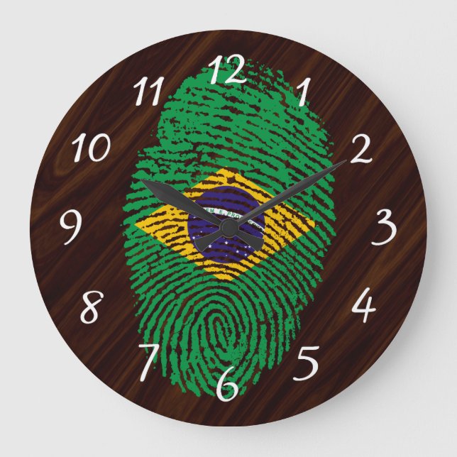 Brazilian touch fingerprint flag large clock (Front)