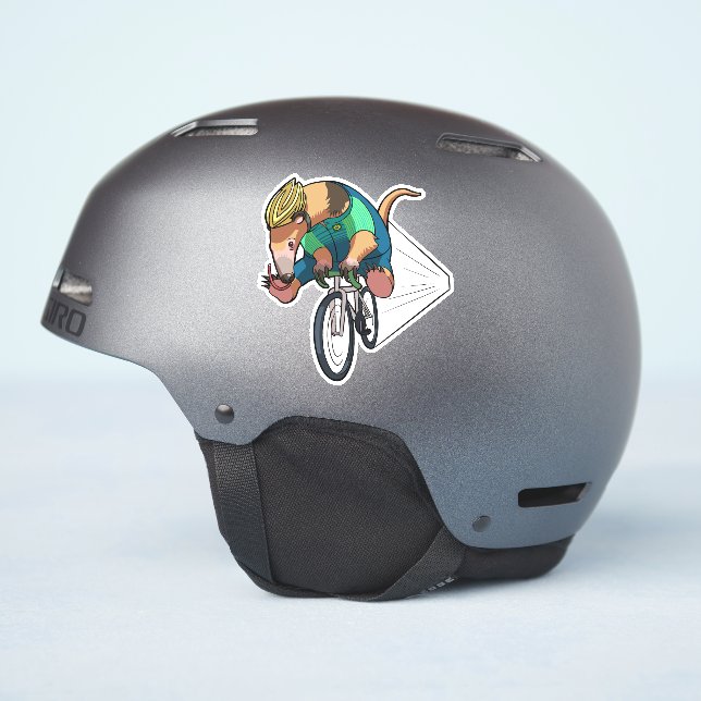 Brazilian Tree Anteater Riding A Bicycle Cartoon (Helmet Side)