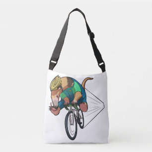 Brazilian Tree Anteater Riding A Bicycle Cartoon Crossbody Bag