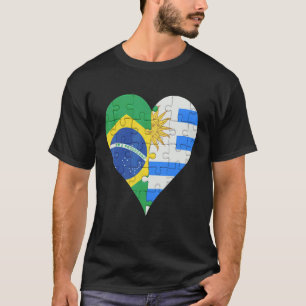 Brazilian Uraguyan Flag Heart T-Shirt