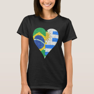 Brazilian Uraguyan Flag Heart T-Shirt