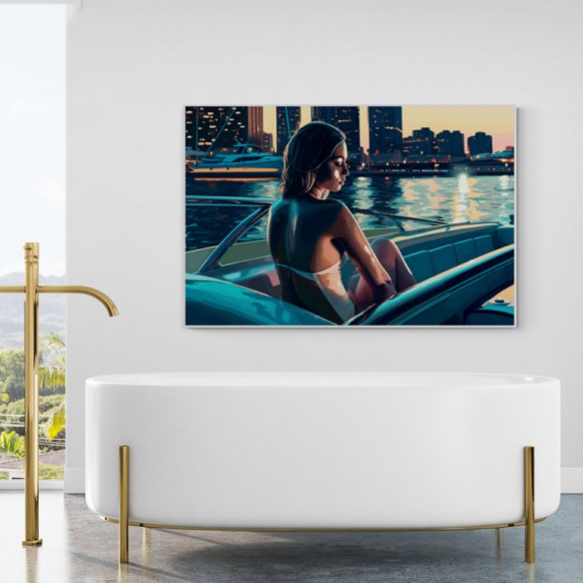 Brazilian Woman on a Yacht at Sunset Painting Poster (Creator Uploaded)
