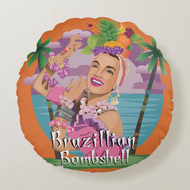 Brazillian bombshell round cushion (Front)