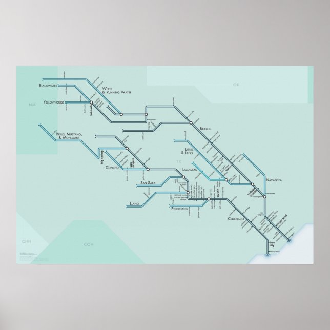 Brazos and Colorado Rivers Poster (Front)