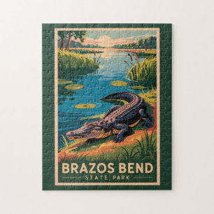 Brazos Bend State Park Texas Travel Art Vintage Jigsaw Puzzle