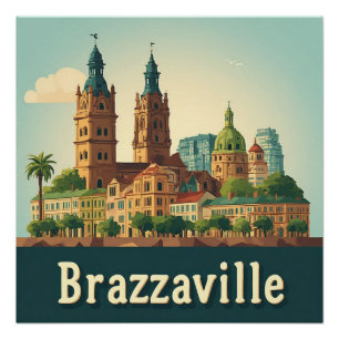 🏙️ Brazzaville Cathedral Cityscape Urban Poster