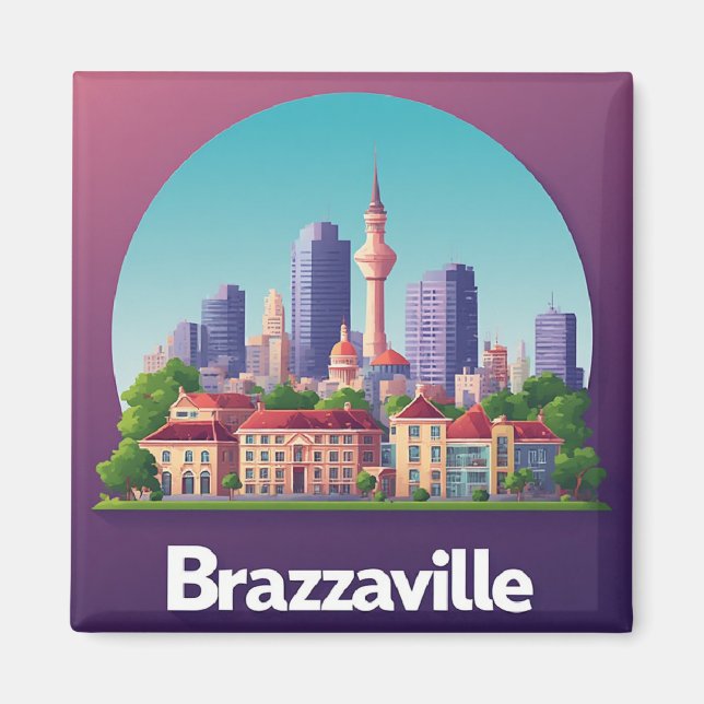 Brazzaville Cityscape With Historic Cathedral Magnet (Front)