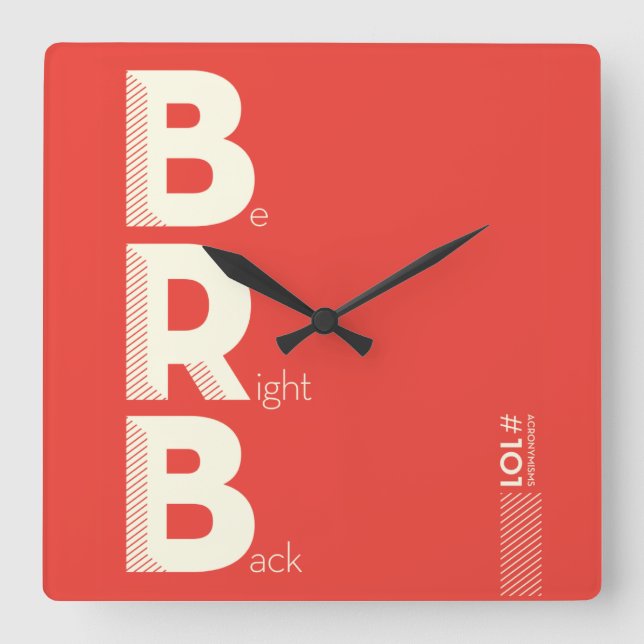 BRB SQUARE WALL CLOCK (Front)