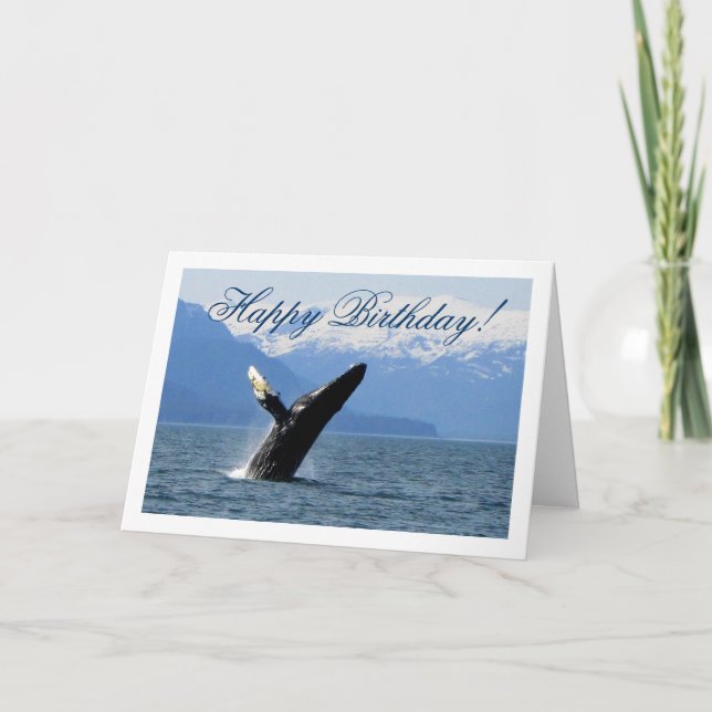 Breaching Humpback; Happy Birthday Card (Front)
