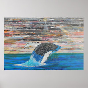 Breaching humpback poster