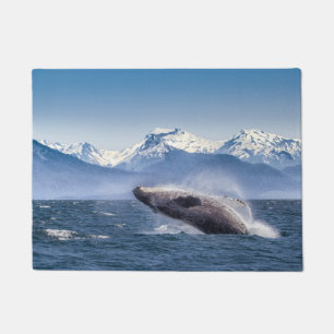 Breaching Humpback Whale In Alaska Doormat