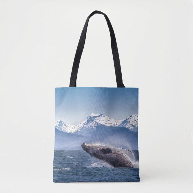 Breaching Humpback Whale In Alaska Tote Bag (Front)
