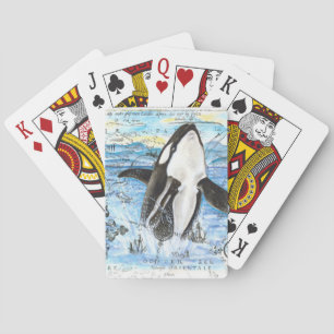 Breaching Orca Ancient Map Playing Cards
